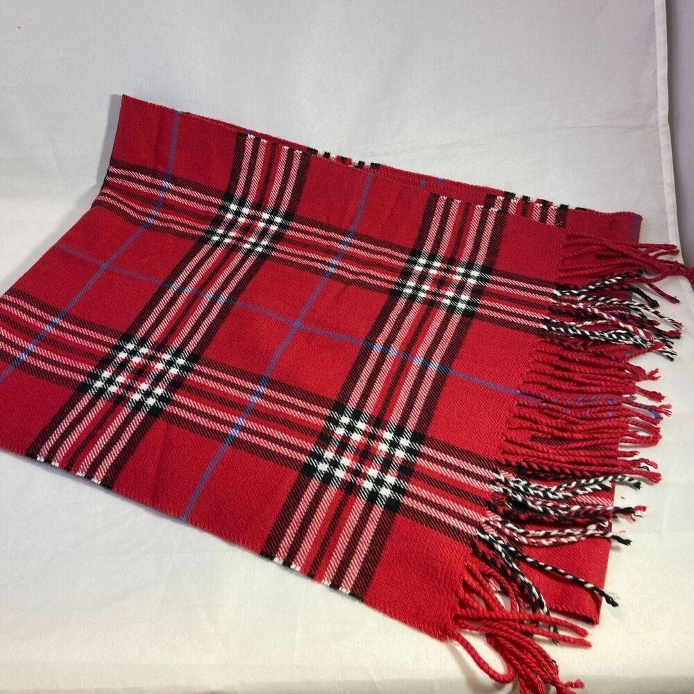 #6211 Cashmere Pink Checkerd wool scarf 60x12 Scotland Made